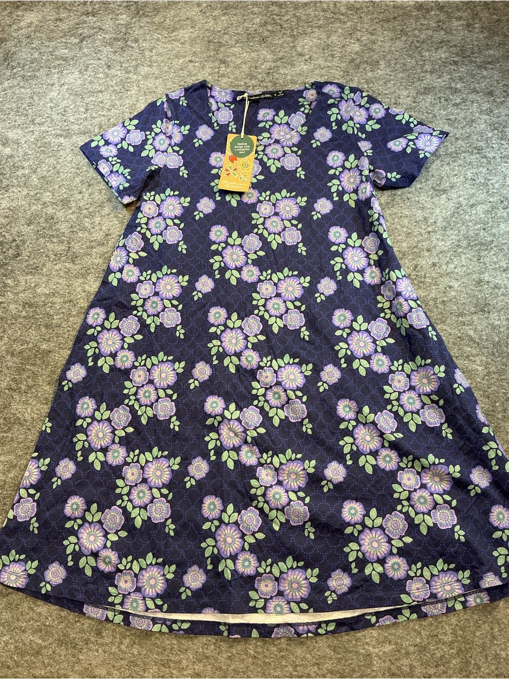 Gudrun Sjoden | NEW! Swedish Casual Women’s Purple Floral Midi Dress Size M